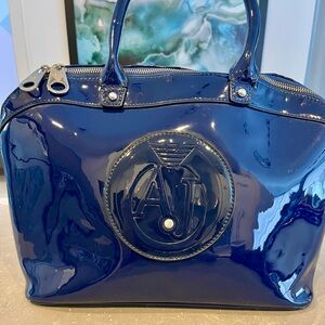 Armani Jeans Glossy Navy Satchel